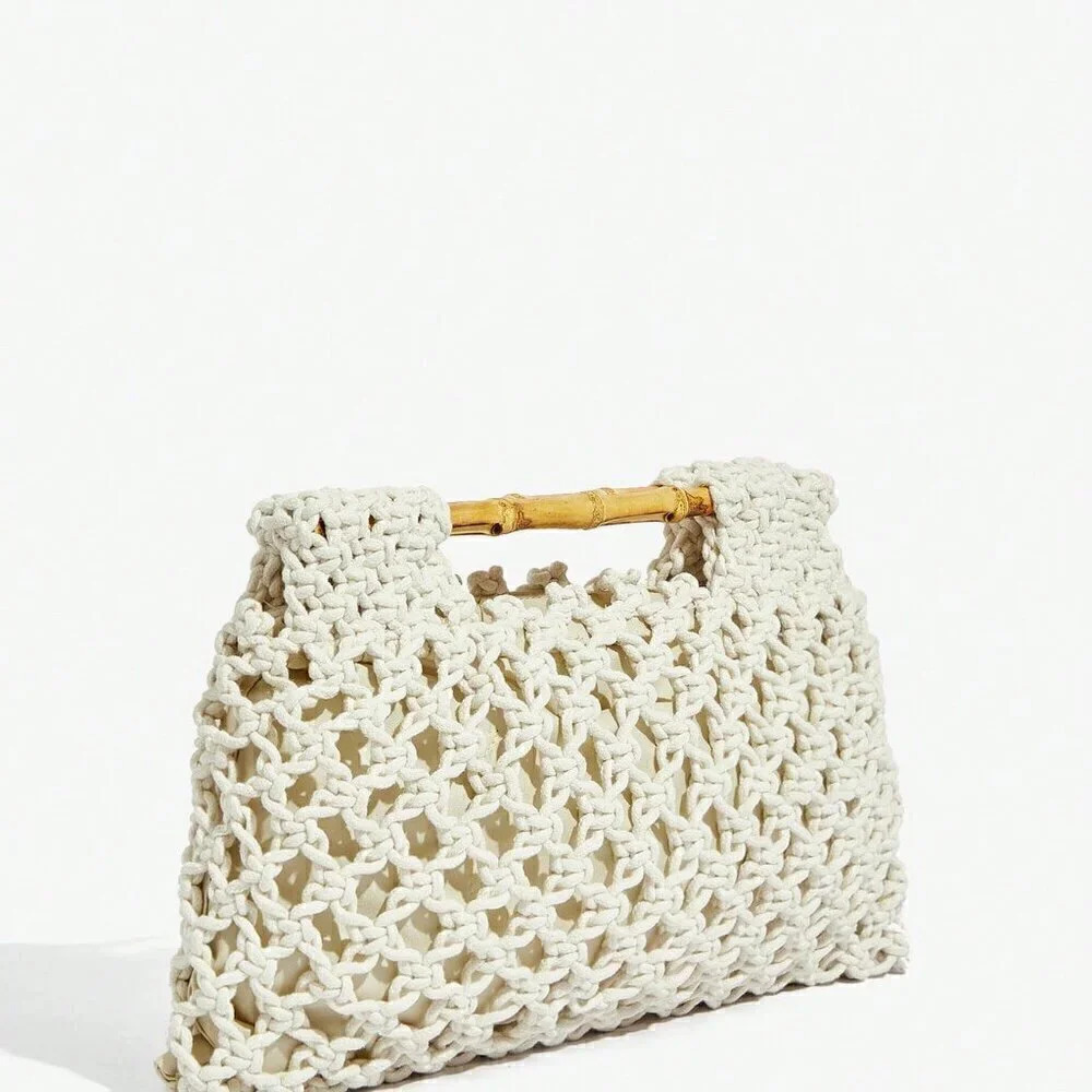Beige Vacation Women's Woven Clutch Bag - Picture 4 of 6